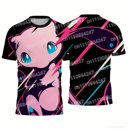 2026 New Pokemon Mew T-Shirts Cute Mythical Pokemon Print Short Sleeve Tees Unisex Couple Tops Summer Streetwear for Kids Adults