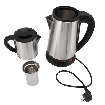 220V Electric Turkish Kettle Set 1L & 2L Stainless Steel Black Herbal Tea Maker Double Kettle Turkish Teapot for Home