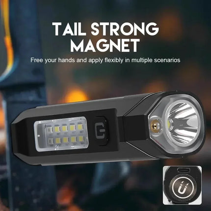 IR & Strong Light Flashlight Portable Pen Clip Magnetic Torch Multifunctional Outdoor Emergency Warning Lighting Flashlight