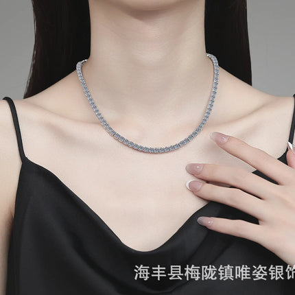 Bulk Hip-Hop Moissanite Tennis Necklace, PT950 Platinum, High-End Aesthetic for Men and Women, Luxury Jewelry