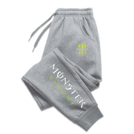 Monster Energy Letter Print Multi-functional Drawstring Casual Pants Men's Loose Fit Straight-Leg Sports Pants