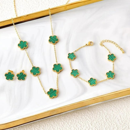 Jewelry Clover five-leaf stainless steel bracelet Necklace Earrings Jewelry set luxurious high quality party gifts