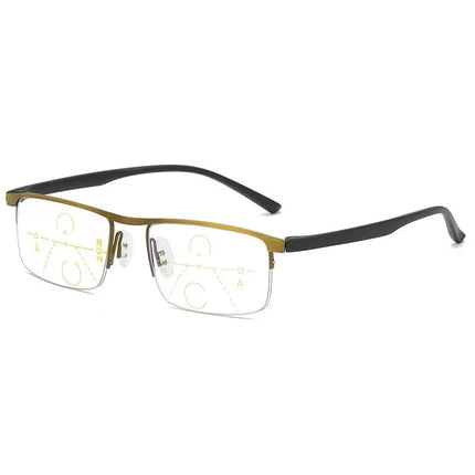 Progressive Multifocal Reading Glasses for Women and Men Anti-Blue Light Half Frame Bifocal Presbyopia Eyeglasses +100 To +400
