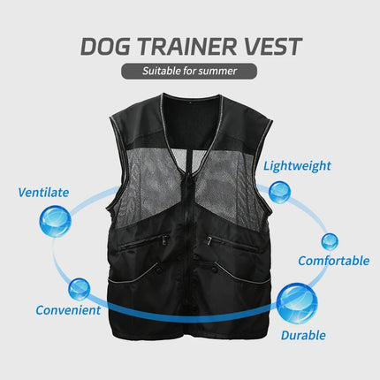 Gilet d'entraînement pour chien en maille légère avec plusieurs poches Résistant aux morsures pour l'entraînement printemps-été