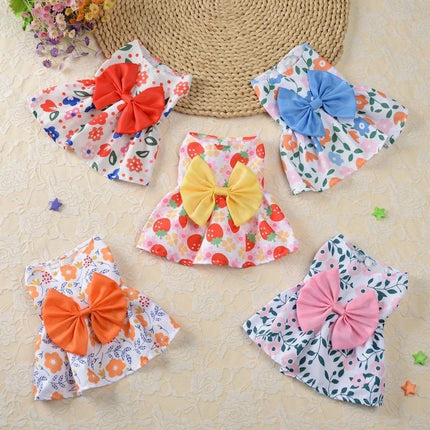 Spring Dog Princess Dress Kitten Pet Skirt Cute Dog‘s Summer Dress Bow Lace for Small Medium Puppy Poodle Chihuahua