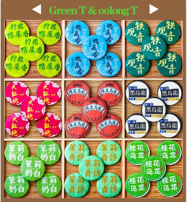 A Week Various Ripe/Raw Puer Small Tea Cake Label Pu'er Cotton Tea Word Label Pu'er Self-adhesive Label Customizable Reusable