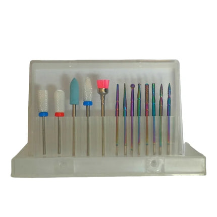 13PC Nail Polish Head Milling Cutter Set, Used for Nail Beauty Deburring Gel Dead Skin, Automatic Polishing Machine Accessories