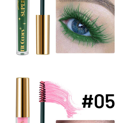 6 Color/Set Colored Mascara Cream Blue Green Lasting Waterproof Mascara Curling Eyelashes Thick Curl 3D Non-smudding Mascara