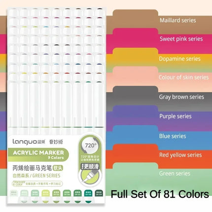 LANGUO 171/9 Colors Direct Liquid Acrylic Paint Pens Brush Marker for Rock Painting Stone Canvas DIY Art Supplies Stationery