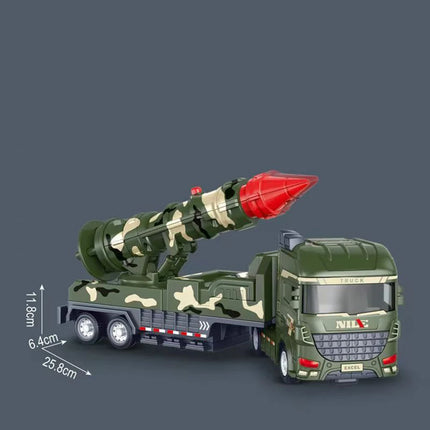 1pcs-Simulated Inertial Military Towing Truck Rocket Missile Vehicle Nuclear Cannon Model Children's Toy Car Birthday Gift