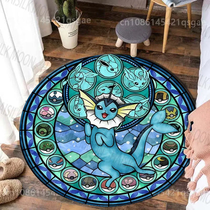 1PC Cartoon Japan Pokemon Sylveon Print Round Carpet for Living Room Bedroom Table Chair Sofa Home Decor Area Rug Luxury Gift