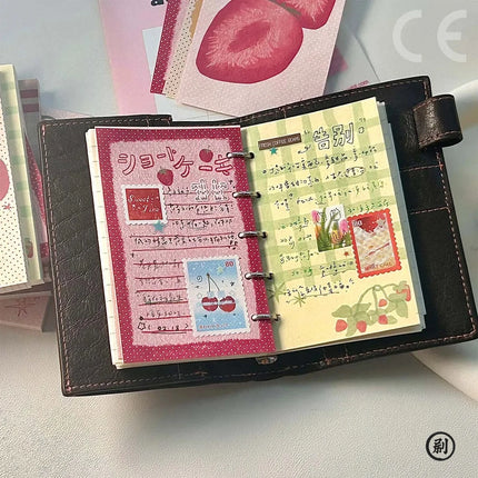 Strawberry Memo Pads Korean Style M5 Scrapbook Paper Journal Ins Tomato Notepad Grid Base Paper Decor Supplies
