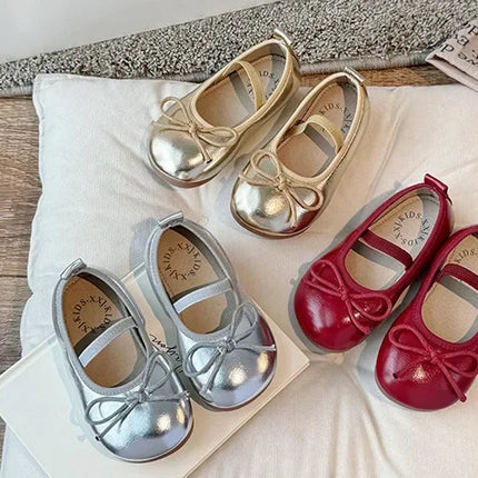 Children Little Leather Shoes for Girls 2024 Spring&Autumn New Fashion Korean Soft Bow Anti Slip Fashion Princess Single Shoes