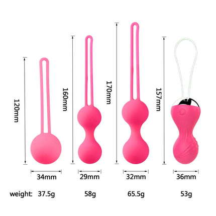 Vaginal Exercise Dumbbells for Women USB Rechargeable 10-Frequency Wireless Remote Control Vibrating Ball Set Adult Toys Female