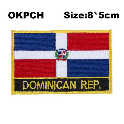 Dominican Rep. Flag Embroidery Patches Iron on Saw on Transfer patches Sewing Applications for Clothes in Home&Garden