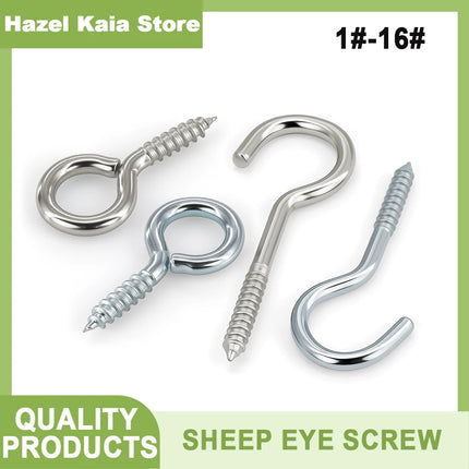Metal Eyepins Hooks Eyelets Threaded Pendant goat eye closing machine tooth self-tapping screw zinc-plated nickel plating