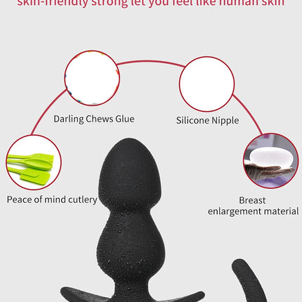 Leather Puppy Play Dog Glove Dog Paw Print Padded Fist Mitt Fetish BDSM Bondage Slave Roleplay Glove with Dog Tail Plug Sex Toys