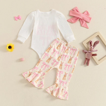 My First Easter Baby Girl Outfit Easter Bunny Shirt Romper Bell Bottoms Pants Newborn Easter Clothes