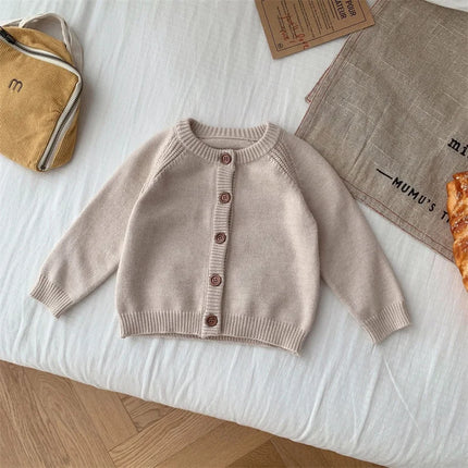 Children Knit Sweater Boys Girls New Autumn Cardigan Kids' Spring Solid Color Casual Coats Toddler Fashion Knit Jackets 0-5Y