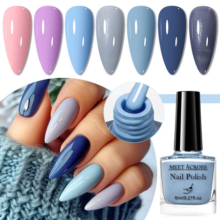 MEET ACROSS 8ml Glass Bottle Water-Based Peel Off Nail Polish Spring Summer Colorful Glitter Nail Art Varnish No Need Lamp