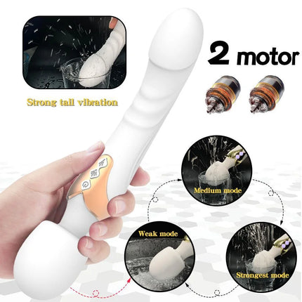 Dual Motor Silicone Vibrator Masturbation Soft Stick Dildos AV Magic Wand G-Spot Clitoris Stimulator Adult Sex Toy for Women