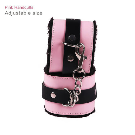 Sexy Toys Couple Bondage Equipment Fur Handcuffs Adult Games RolePlay Slave Tying Prop Soft Leather Whips Exotic Accessories 18+