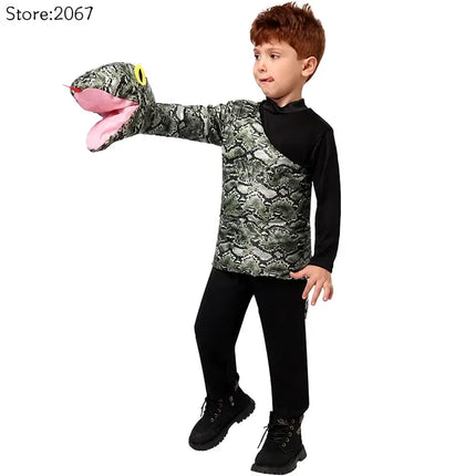 Child Boys Girls Cosplay Giant Anaconda Snakes Tops Halloween Dress Up Boys Kids Snake Puppet Costume Performance Costumes