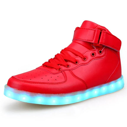 Wholesale LED Light-Up Shoes Plus Size High-Top Charging Colorful Night Fluorescent Couple Board Shoes From China Mainland