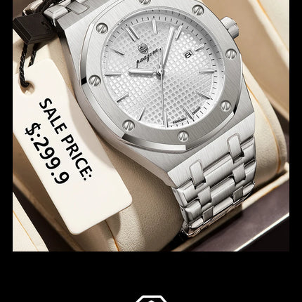PAAZOMU Luxury Watches For Men Stainless Steel Waterproof Luminous Man Watch Date Week Fashion Casual Men's Quartz Watch Reloj