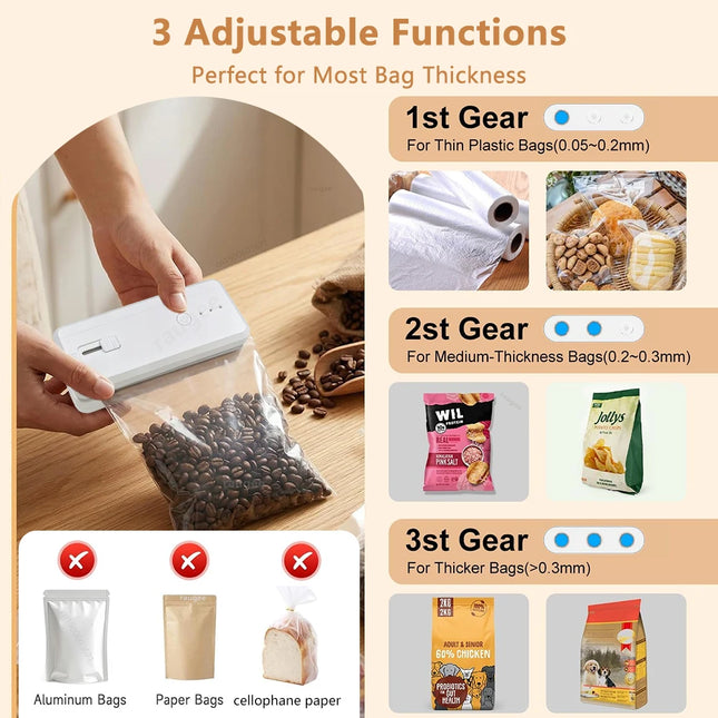 Plastic Bags Sealer Portable Mini Bag Heat Sealer Rechargeable Handheld Food Packaging Sealing Machine Thermal Bags Sealer
