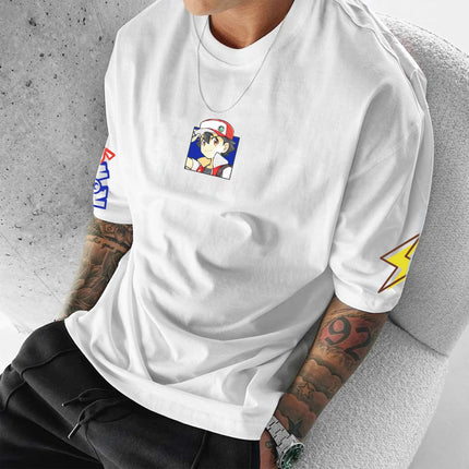 Pokémon Japan Anime Peripheral Printed Short Sleeve T-Shirt 2025 Pikachu Mewtwo Summer Men's and Women's Loose Sports Top ins