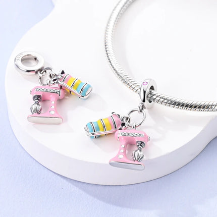 Charm 925 Sterling Silver Pink Pendant Charm Fit Original Charm Bracelet Necklace Beads DIY Jewerlry Accessories