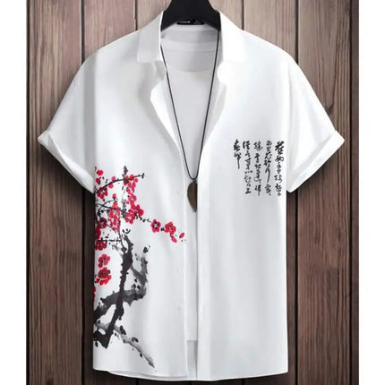 Hawaiian Men'S Shirt 3d Flower&Text Printing Beach Party Sweatshirt Loose Oversized And Blouse High-Quality Clothing