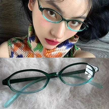 Retro Fashion Red Green Small Square Oval Frame Glasses Women Girls Y2K  Anti Blue Light Glass Reading Eyeglasses Decor Eyewear