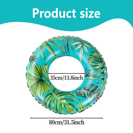 Botanical Leaf Pattern Swim Ring - Durable Vinyl Inflatable Float for Swimming, Lounging & Summer Water Activities
