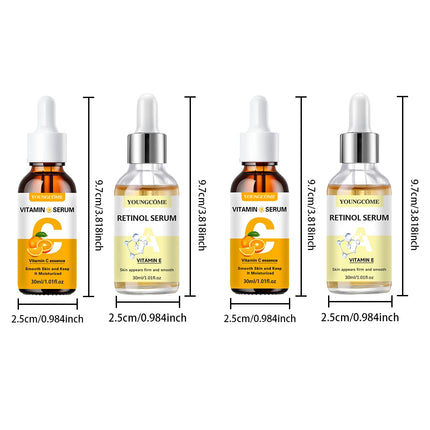 2pcs Vitamin C and retinol fortified serum rich in VC,keep skin hydrated and smooth,smooth fine lines and wrinkles,delicate skin