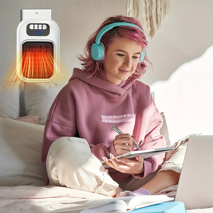 Portable Heater Electric Heater Plug in Wall Room Heater Mini Radiator Remote Warmer Machine Muted for Bedroom Bathroom Office