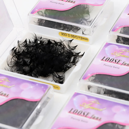 AGUUD 3D-20D Loose Fans Lash Mixed Length Sharp Pointy Stem Promade Volume Fans Eyelash Extension Thin Base Russian Volume Cilio