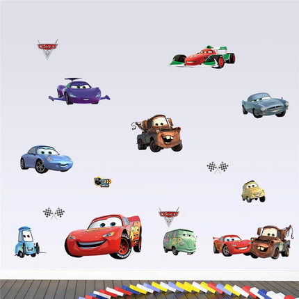 Disney Cartoon Car Lighting McQueen Wall Stickers For Kids Room Home Bedroom PVC Decor Cartoon Movie Mural Art Decals