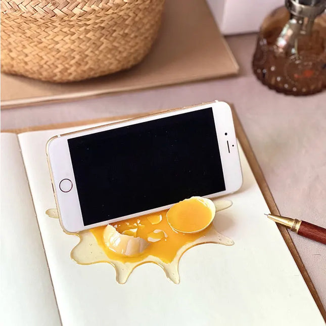 Tricky Prank Toy Broken Egg Realistic Decompression Mobile Phone Holder Spoof Props Funny Party Decoration