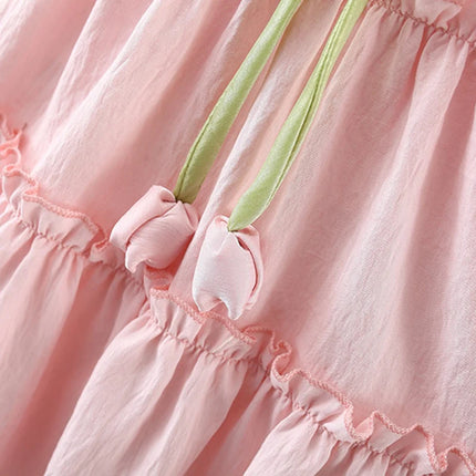 Summer New Pink Tulip Baby Girl Dress, Cute Ruffled Sleeve Children's Clothing For Babies Aged 9 Months To 4 Years Old