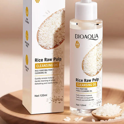 BIOAOUA Rice Raw Pulse Pure Pore Cleansing Oil Makeup Remover Gently Dissolve, Moisturize, Soothe Facial Makeup Remover