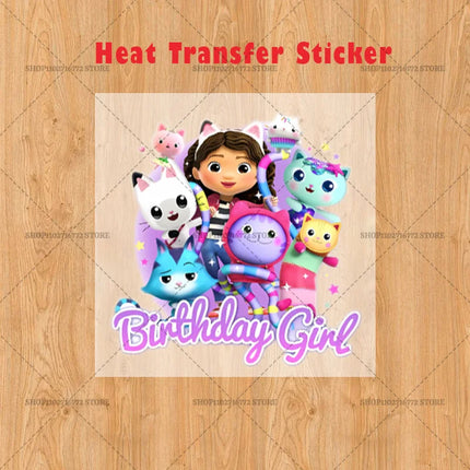 New Gabby Dollhouses Pink Short Sleeve White T-shirts Girls Tops Cotton Summer Casual Birthday Number T-shirt Party Supplies Tee