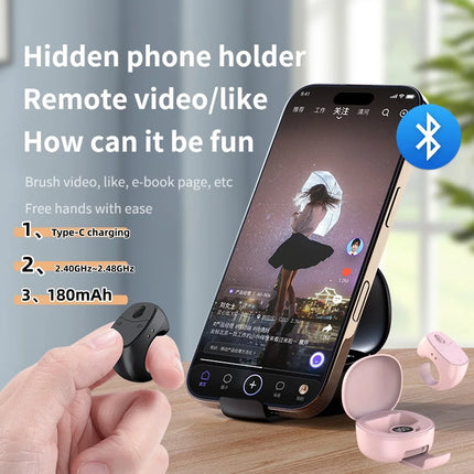 JX-12 Roller Fingertip Ring Remote Control Wireless Bluetooth Mobile Selfie Mice Video Automatic Page Turner Browsing for TIK To