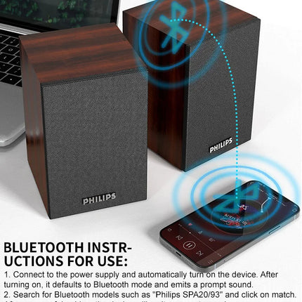 Philips SPA20 Speaker Bluetooth with 360 degree Surround Sound Bluetooth Wireless Stereo for Computer Macbook Laptop