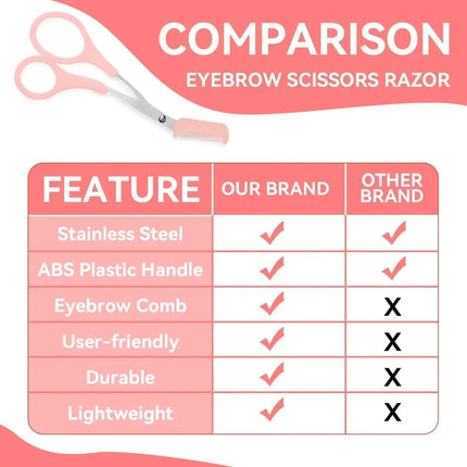 Stainless Steel Eyebrow Trimming Scissors with built-in Comb Precise Grooming Tool Creating Perfect Eyebrows Pink/White/Black