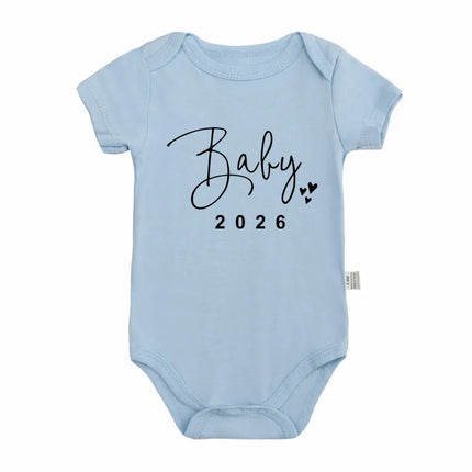 Baby 2026 Pregnancy Announcement Newborn Baby Bodysuits Cotton Summer Boys Girls Romper Jumpsuit Clothes Outfit
