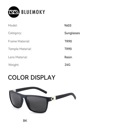 BLUEMOKY Lightweight Polarized Sports Sunglasses for Men with Prescription Lenses TR90 Square, Progressive Myopia Eyeglasses