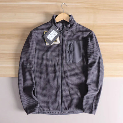 Lightweight Breathable Quick-Dry Fleece Fabric Jacket Stand Collar Outdoor Sports Men's Spring 2025 Versatile Modern Sleek