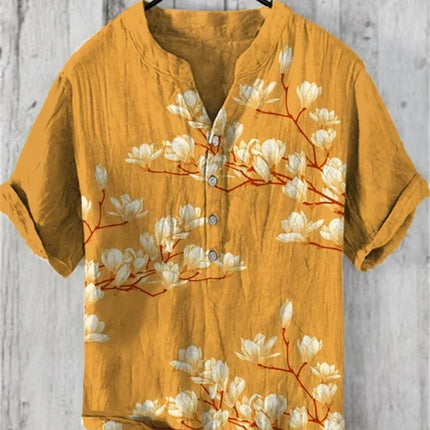 Spring and summer men's and women's shirts independent station casual Hawaiian style shirts men's tops 100% linen new hot sale